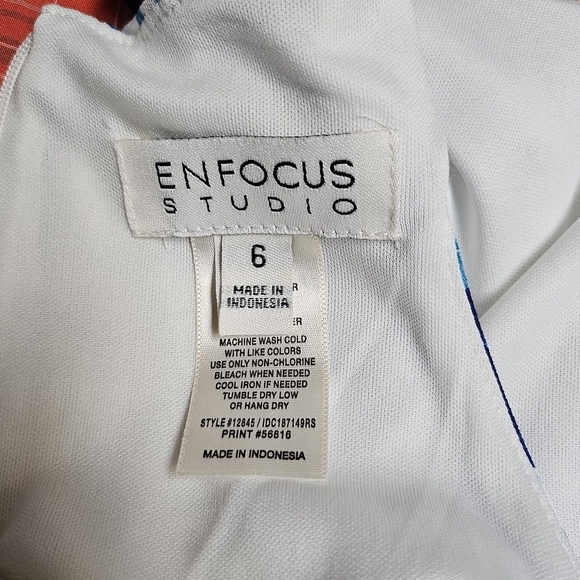 Enfocus Stuio Floral Blue Midi Sheath Dress 94% Polyester 6% Spandex Size 6 - Picture 6 of 7